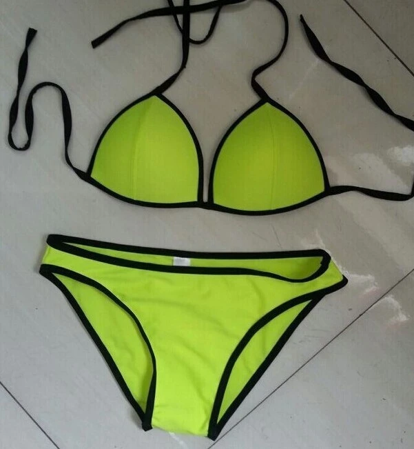 Neoprene Contrast Trim Halter Bikini Set suppliers Neoprene Contrast Trim Halter Bikini Set suppliers